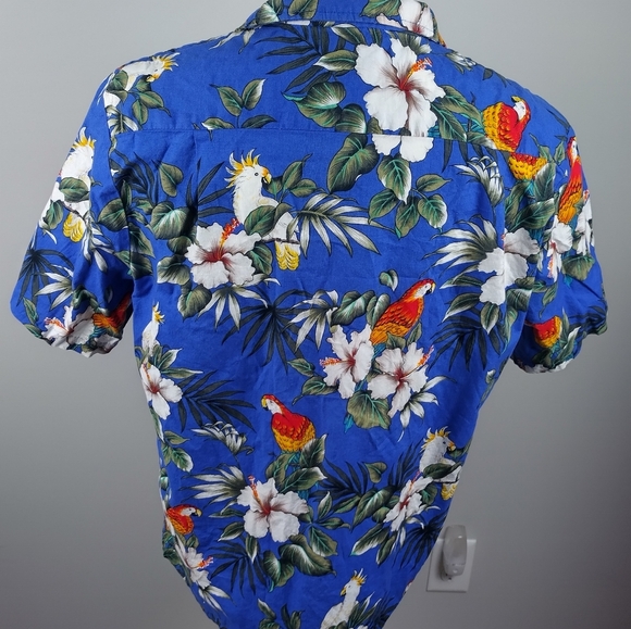 Vintage RJC Hawaiian Parrot Shirt Aloha Tropical Birds Tiki Island Flowers Sz LG - Picture 7 of 14
